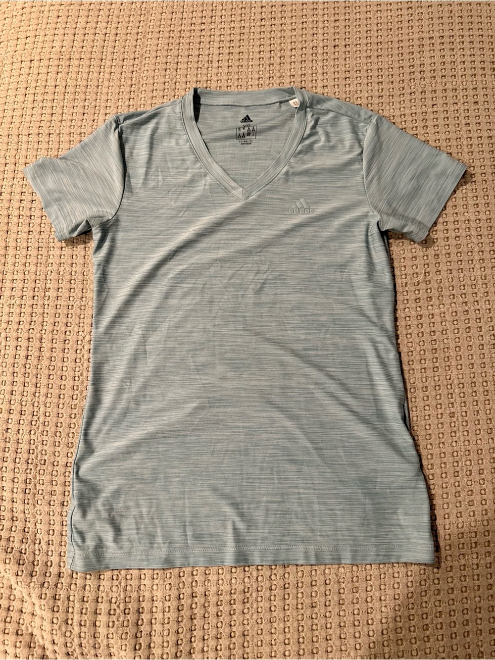 Adidas Women’s V-Neck Performance Tee — Light Blue size XS